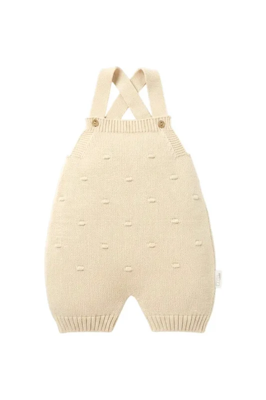 Baby Boy Textured Knit Romper i Ecru