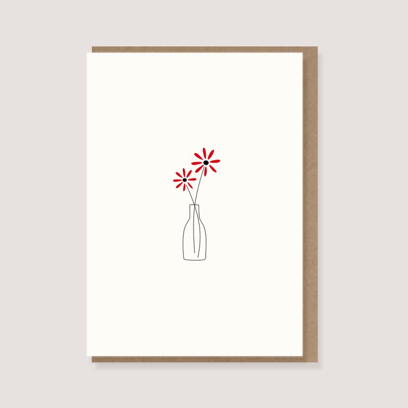 Foldet kort med konvolut - "blomstervase"
