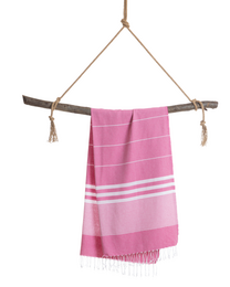 HÅNDklæde TO GO MALIBU Bomuld Strandhåndklæde 180x100 cm | Letvægts | Pink | med gaveæske