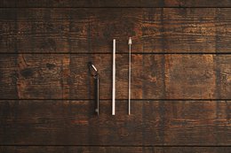 Telescopic straw made of metal, available in silver color.