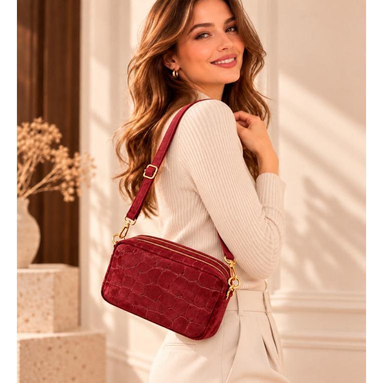 Bolso Bandolera Serraje Italiano con Diseño Croco B2B 58077