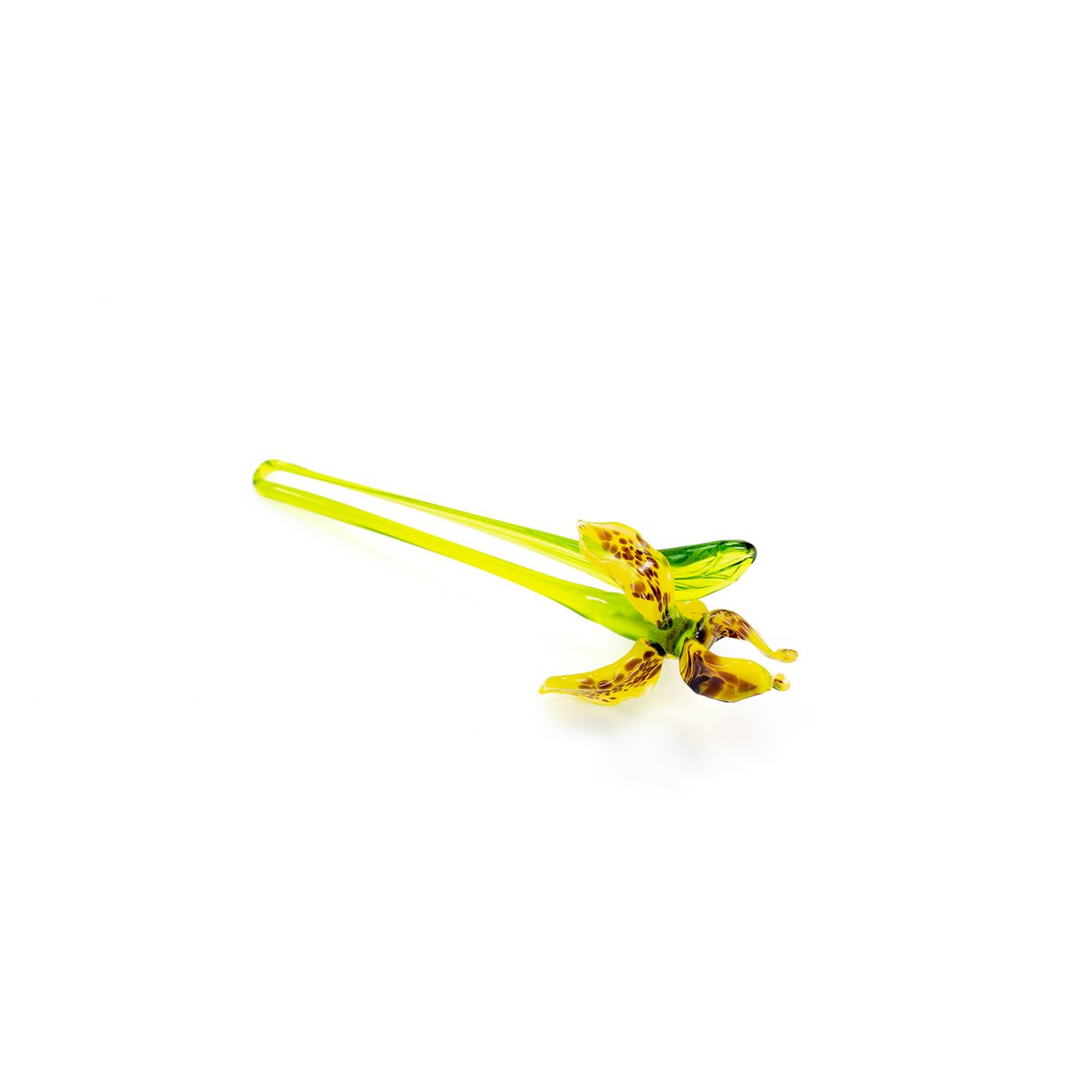 Glass Iris - Yellow - length 18 cm - Handmade