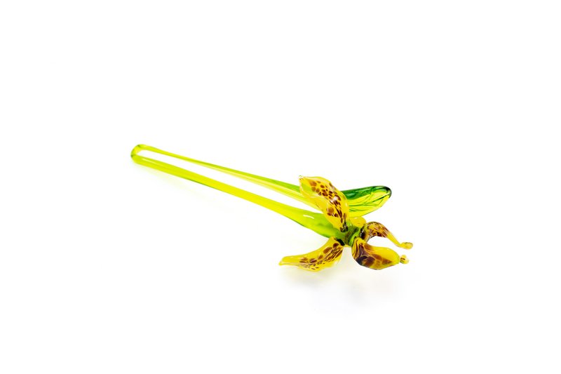 Glass Iris - Yellow - length 18 cm - Handmade