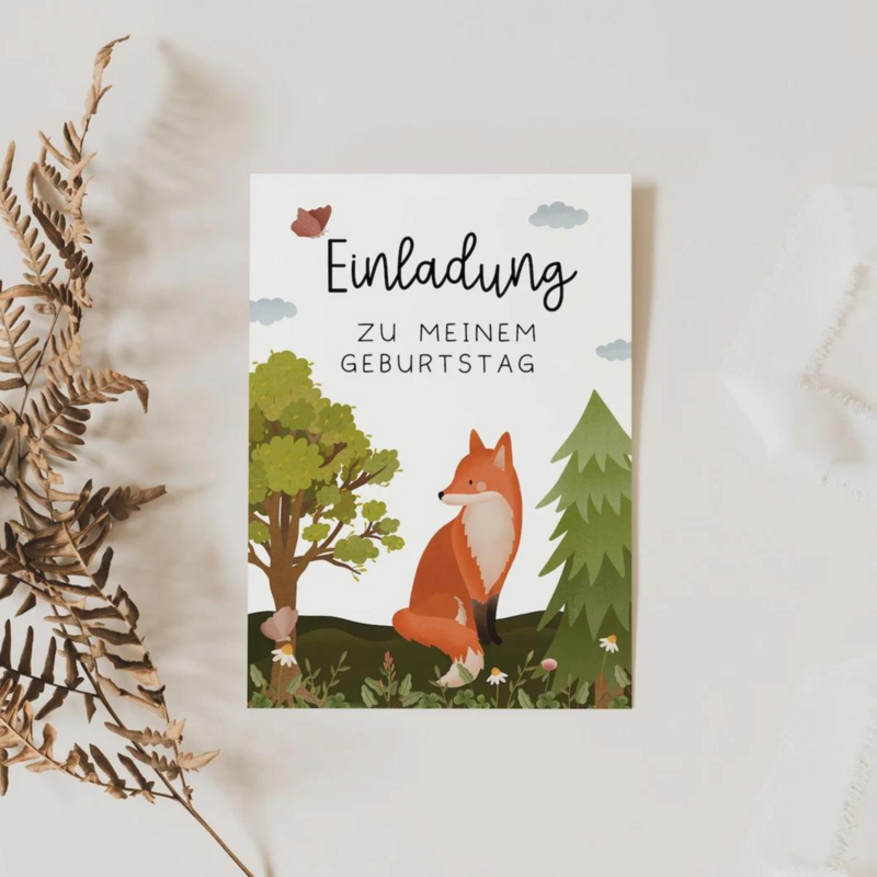 Einladungskarten Kindergeburtstag Wald Fuchs