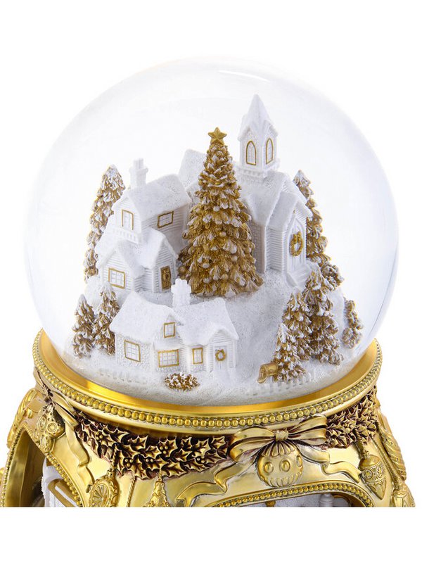 Prachtige Muzikale Sneeuwbol “Golden Christmas Tale”, met verlichting, Automatische Sneeuwstorm