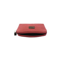 K0026XB | Pochette for Woman in Canvas/Genuine Full Grain Volanata Leather - Color Bordeaux/Dark Brown. Zip closure. Dimensions: 17 x 13 x 6.5 cm - Packaging: Tnt bag
