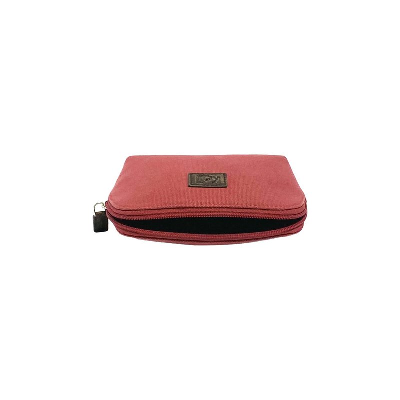 K0026XB | Pochette for Woman in Canvas/Genuine Full Grain Volanata Leather - Color Bordeaux/Dark Brown. Zip closure. Dimensions: 17 x 13 x 6.5 cm - Packaging: Tnt bag