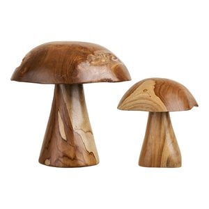 Kodi Decoration mushrooms, teak, natural, set of 2