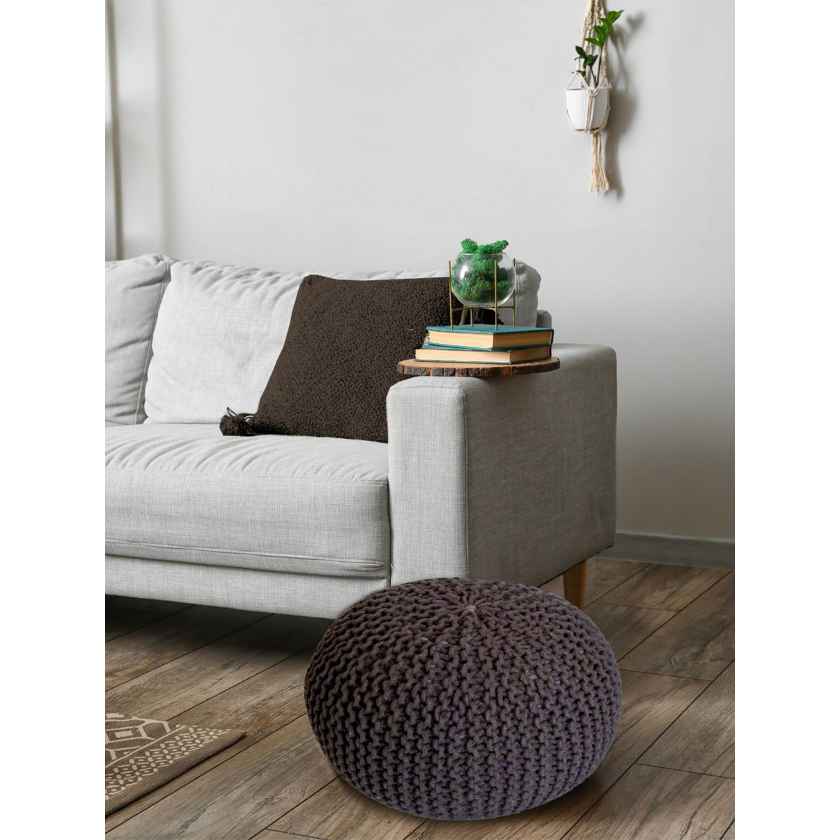 Brei -ontlasting pouf Ø 45 H 30 cm cm stoel pouf breien vloer kussen
