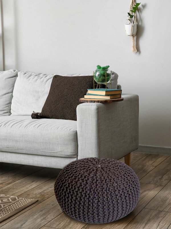 Knitted stool pouf Ø 45 H 30 cm cm seat pouf knitted floor cushion