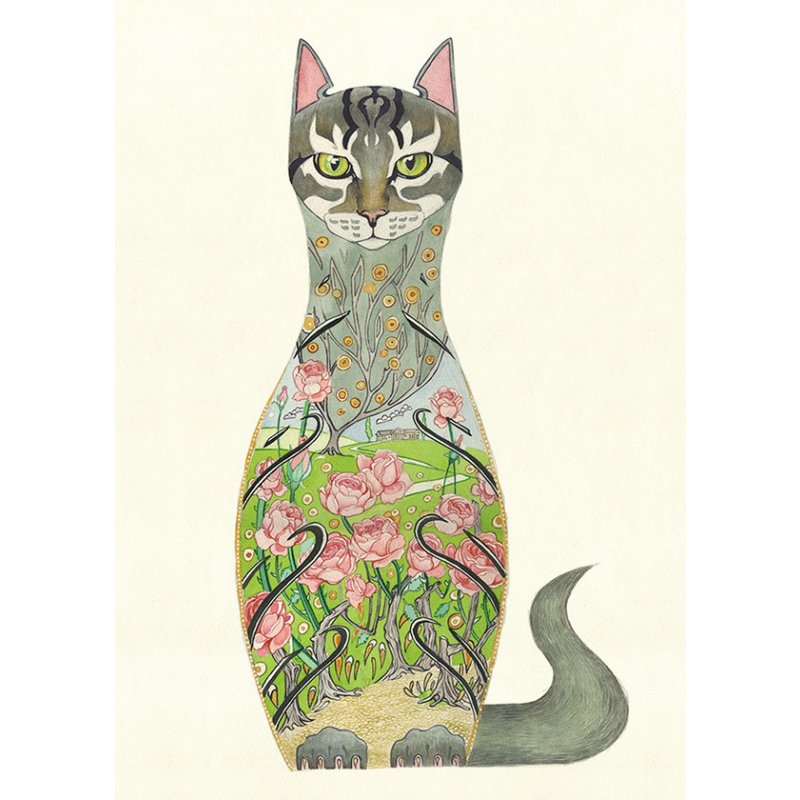 E038 - cat in rose garden