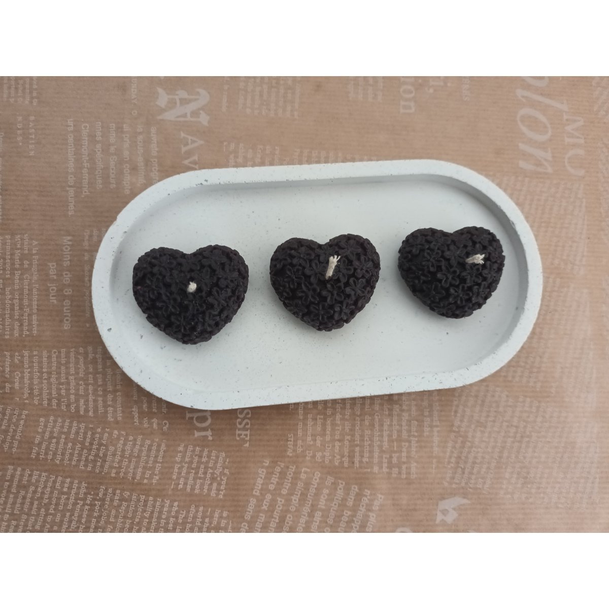Bougies chauffe-plat en forme de cœur en cire d'abeille - Couleur noire