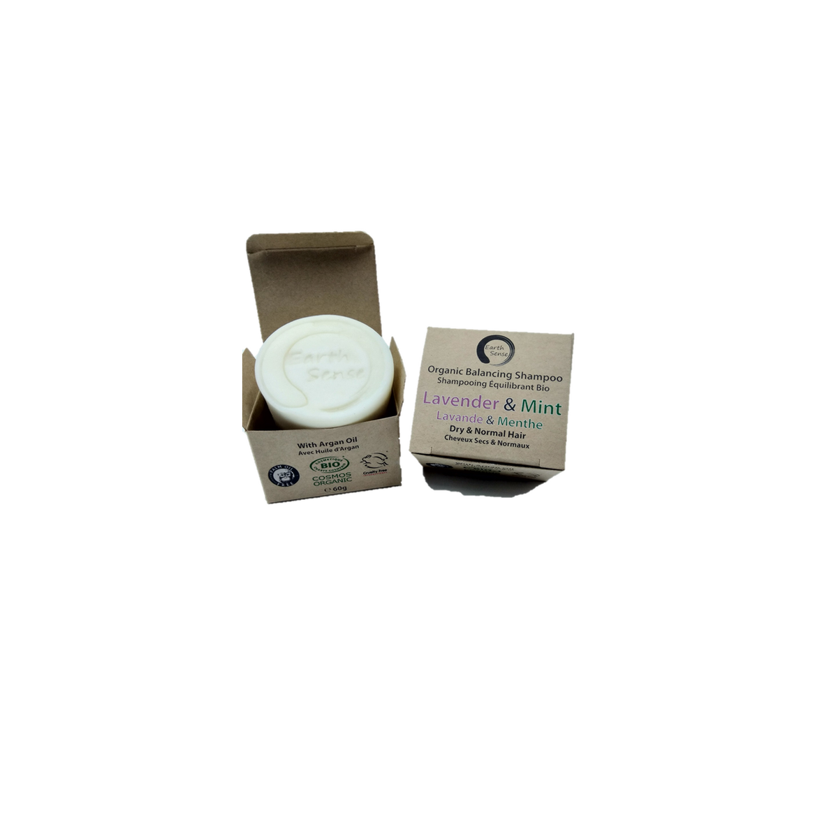 Organic Certified Balancing Solid Shampoo - Lavender & Mint - Dry & all Hair Types 60g