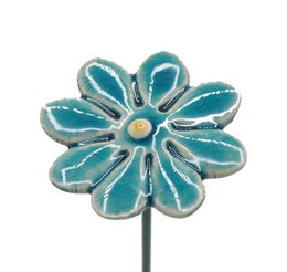 Daisy flower ceramic mini Turquoise 2.5 cm