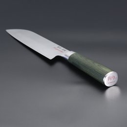 Miyazaki Kodawari Santokumesser 5", Griff Pakkaholz grün
