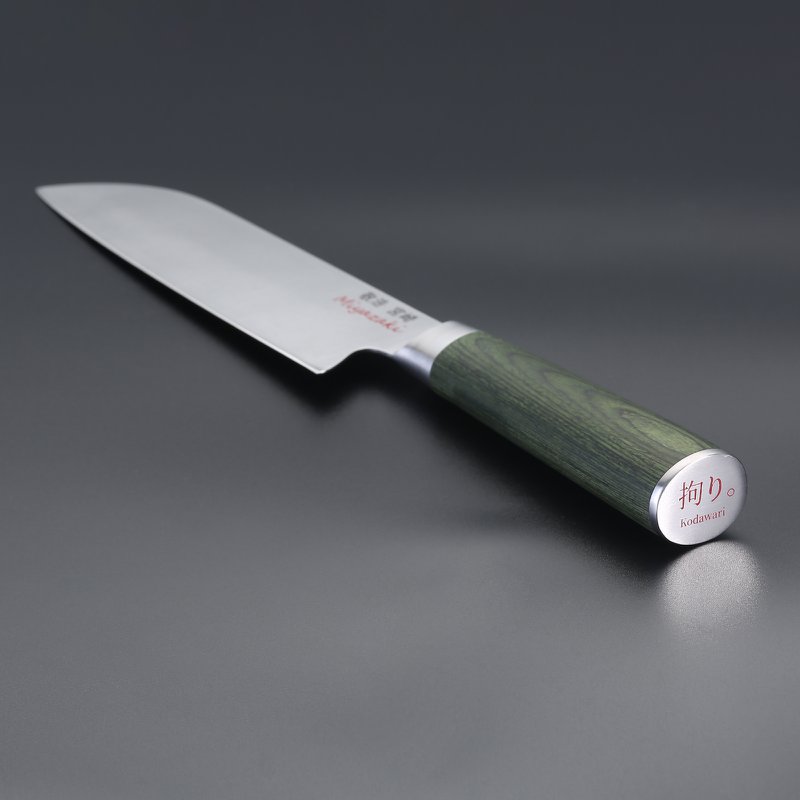 Miyazaki Kodawari Santokumesser 5", Griff Pakkaholz grün