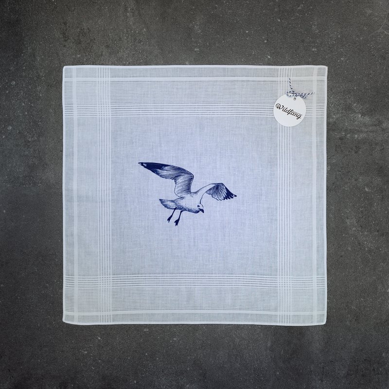 Cotton handkerchief white seagull