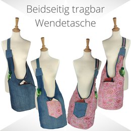 Sunsa sustainable jeans bag. 2-sided portable shoulder bag. Hobo bag. Boho Crossbody Bag