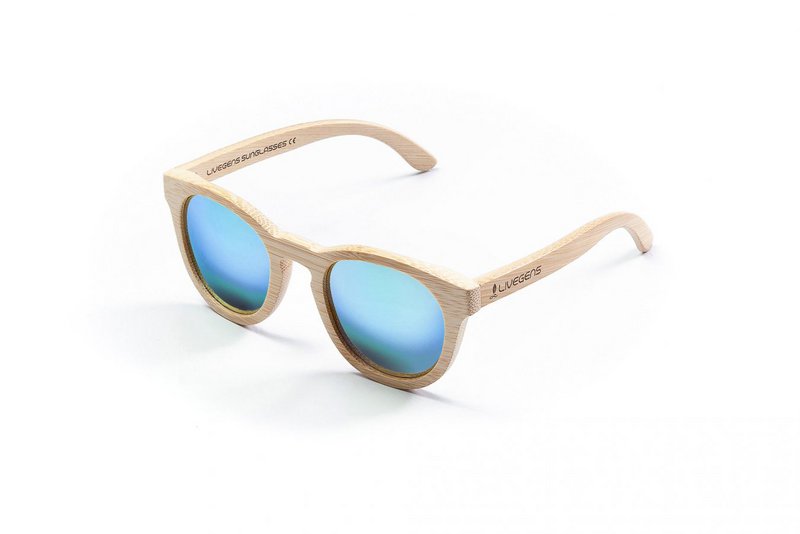 Occhiali da sole in bambù - Livegens Blue Tropic