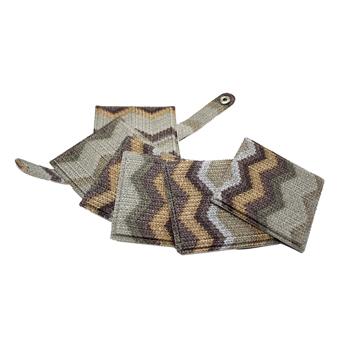 Juego de posavasos de cristal de 6 posavasos marrones con estampado en zigzag