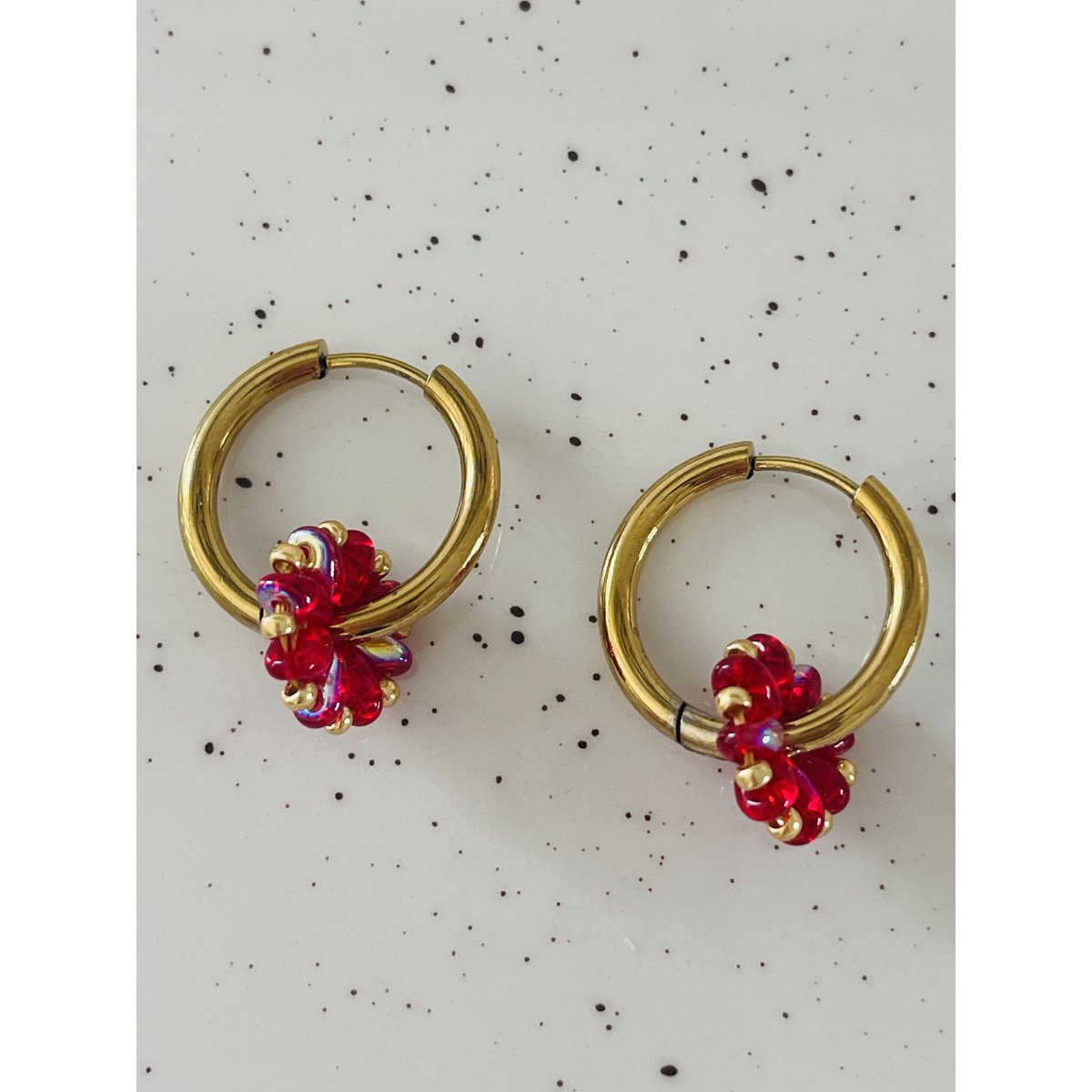 Earrings Flower Red