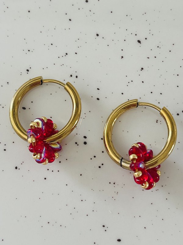 Ohrringe Blume Rot