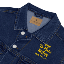 Embroidered denim jacket The Rebel Girl in Me will Never Die Unisex denim jacket - Gold Embroidery
