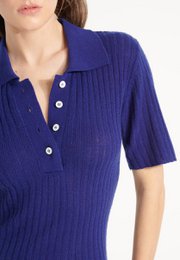 AVA 17 Polo krave kjole i midnatsblå cashmere