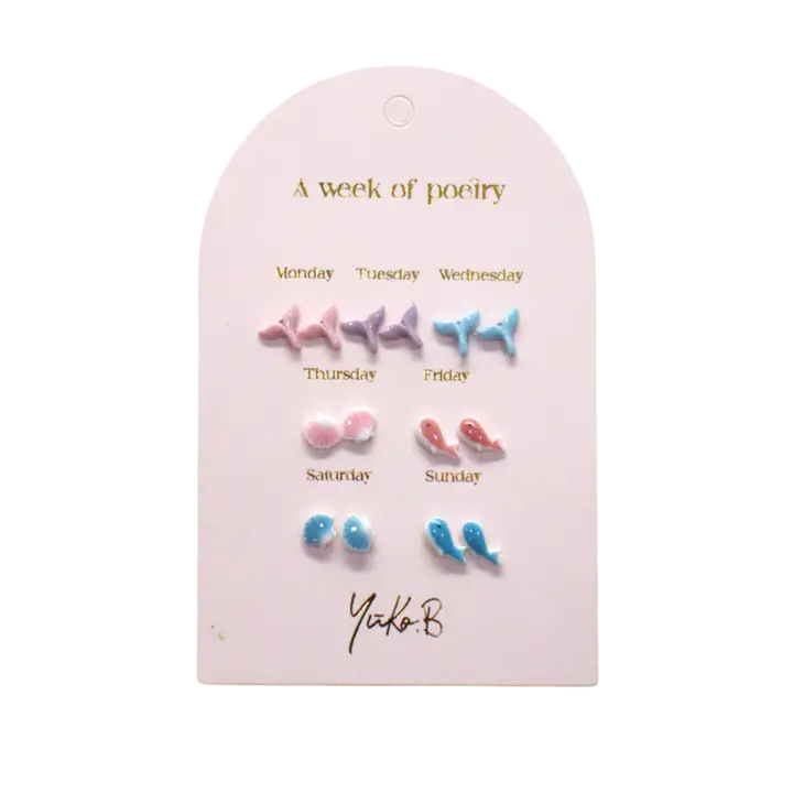 Box of 7 Earrings — Ocean Poetry Week - English