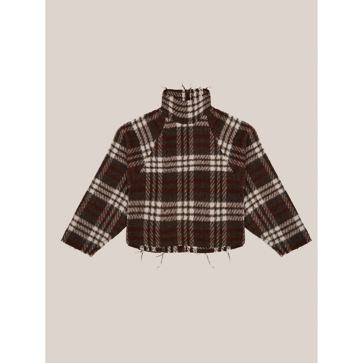 Barfodet plaid brun rullekrave overtrøje
