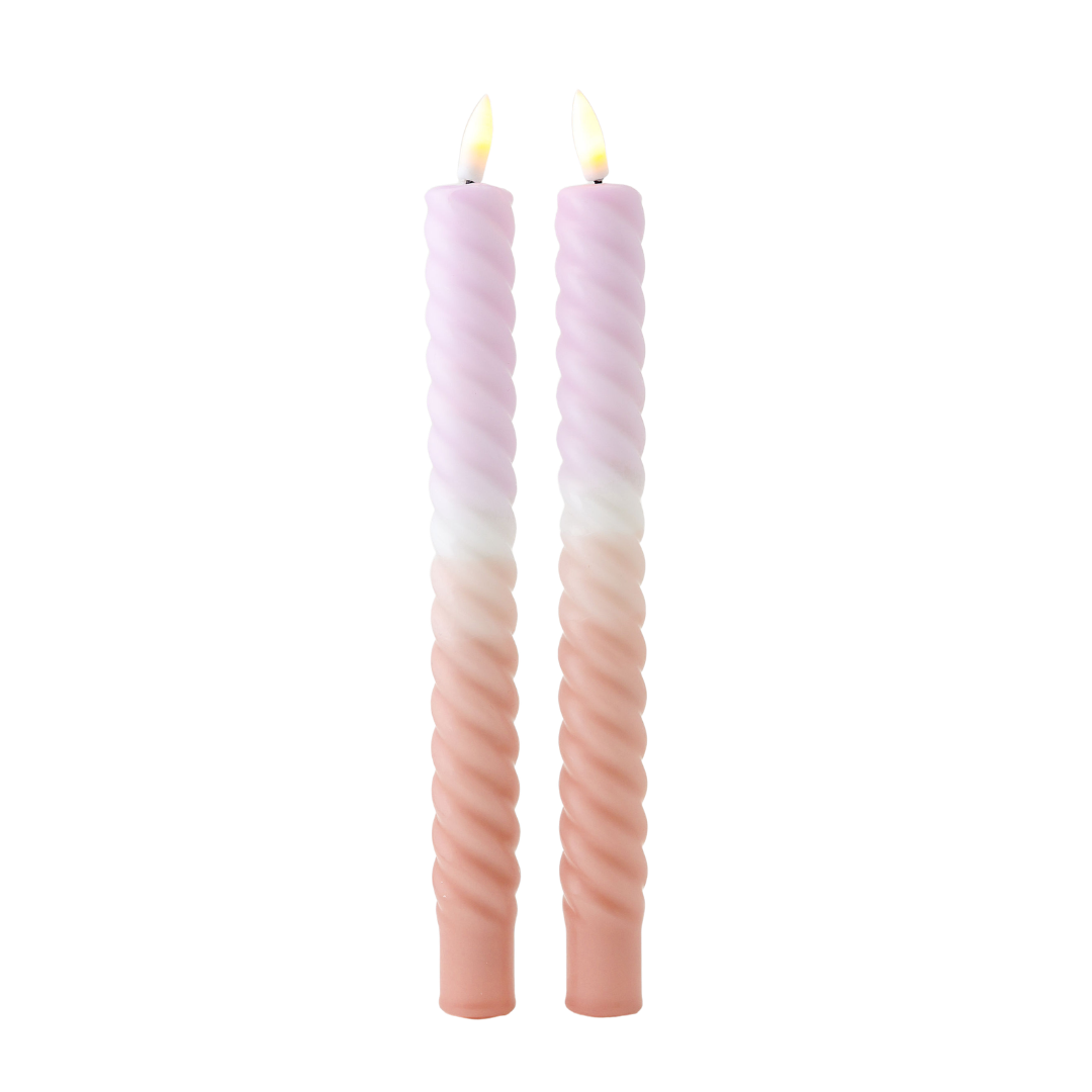 LED Swirl Candle lilla sand - sæt med 2