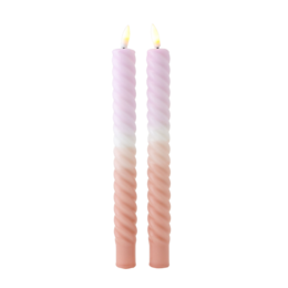 LED Swirl Candle lilla sand - sæt med 2
