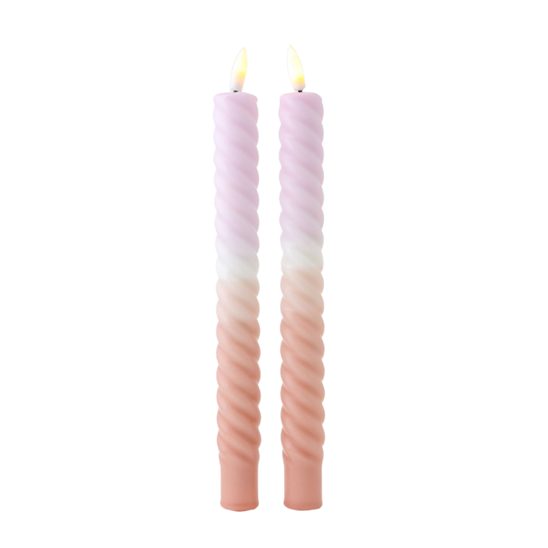 LED Swirl Candle lilla sand - sæt med 2