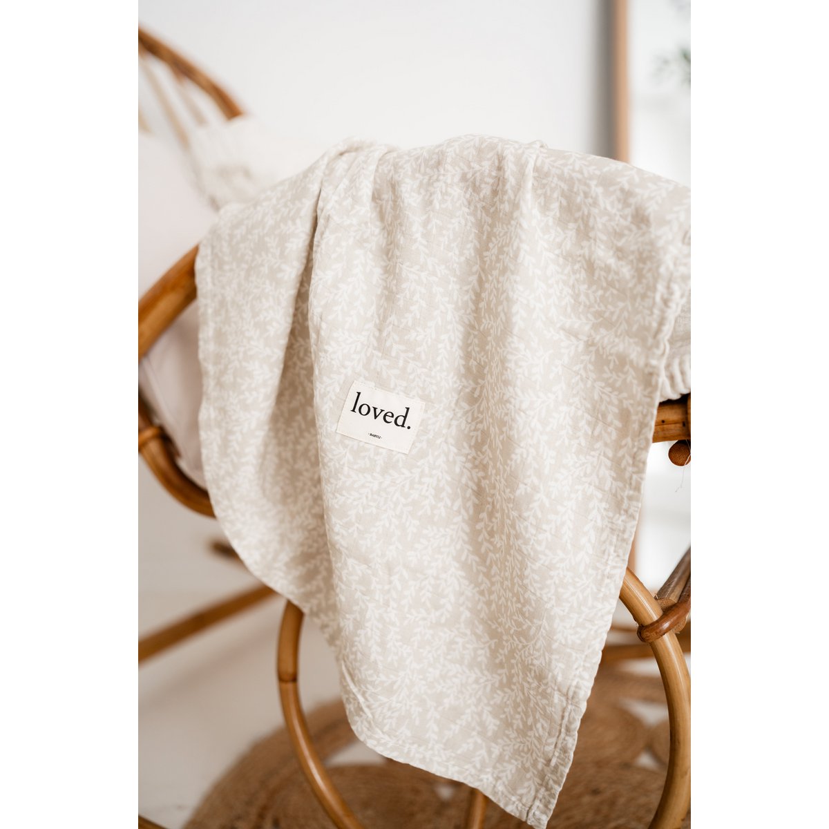 Muslin cloth, nursing cloth 120x120cm fine branches cream