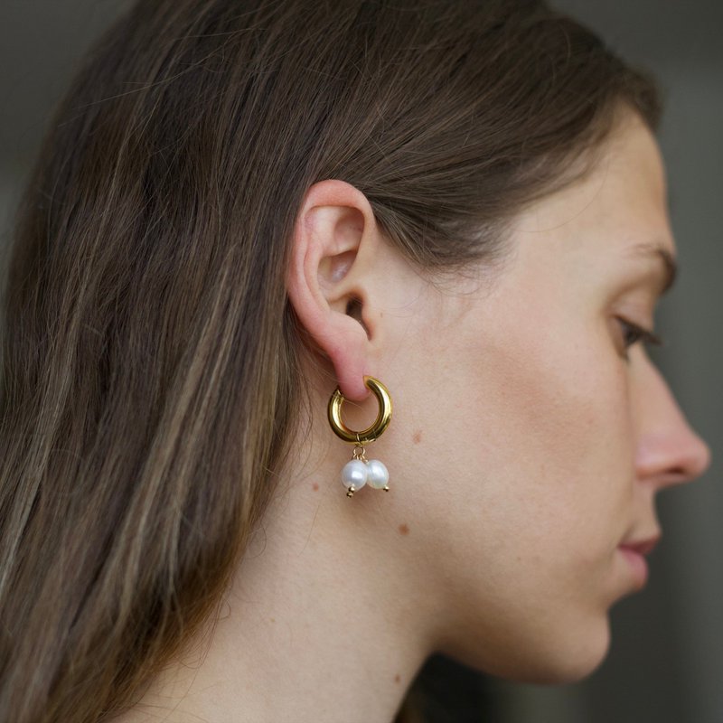 Blinn - Gouden Hoop Triple Cluster Pareloorbellen