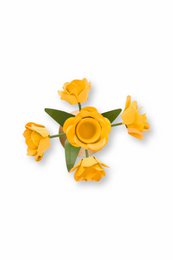 Candle Holder Metal Flower Yellow 27.5cm