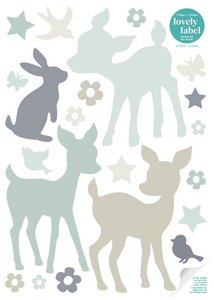 Bunny & Deer Muurstickers Mint/Grijs/Beige