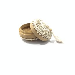 Bambu box with beads and cowrie shells
