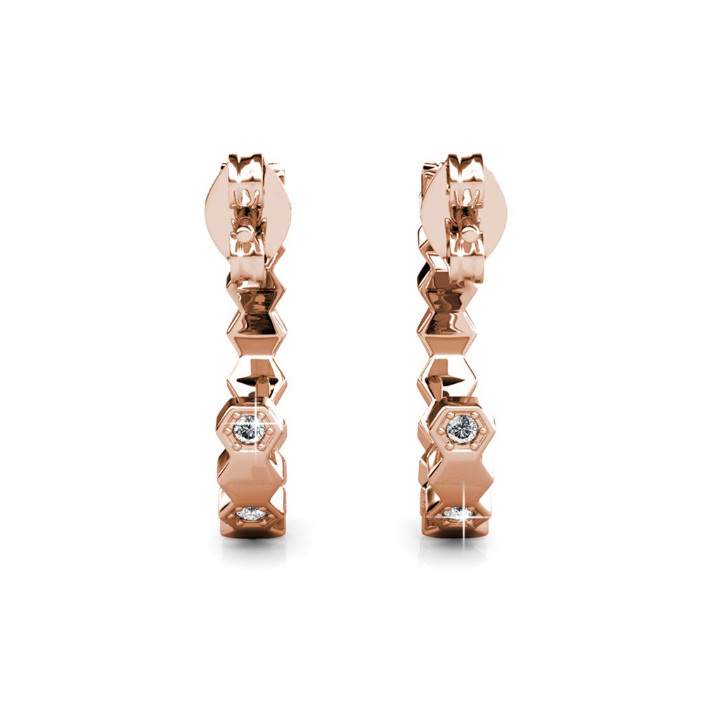 Geschwungene Ohrringe – Roségold und Kristall