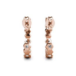 Gebogen oorbellen - Roségoud en kristal