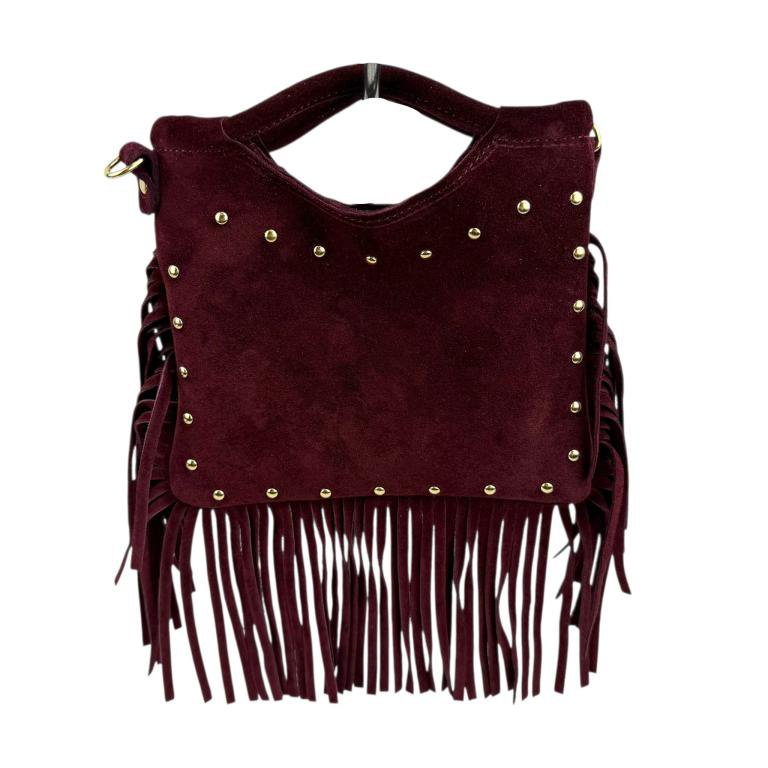 Split Leather Bag with Studs and Fringes. Promo 58045