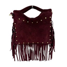 Split Leather Bag with Studs and Fringes. Promo 58045