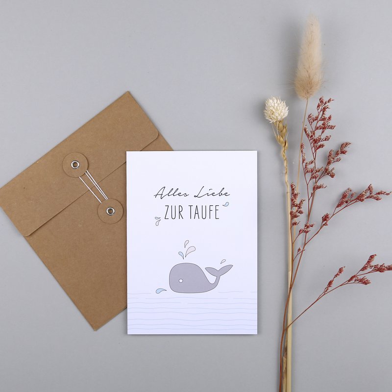 Carte de baptême baleine Ella