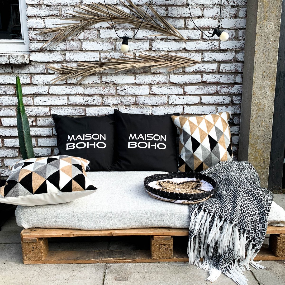 Cushion cover Capetown Black Outdoor