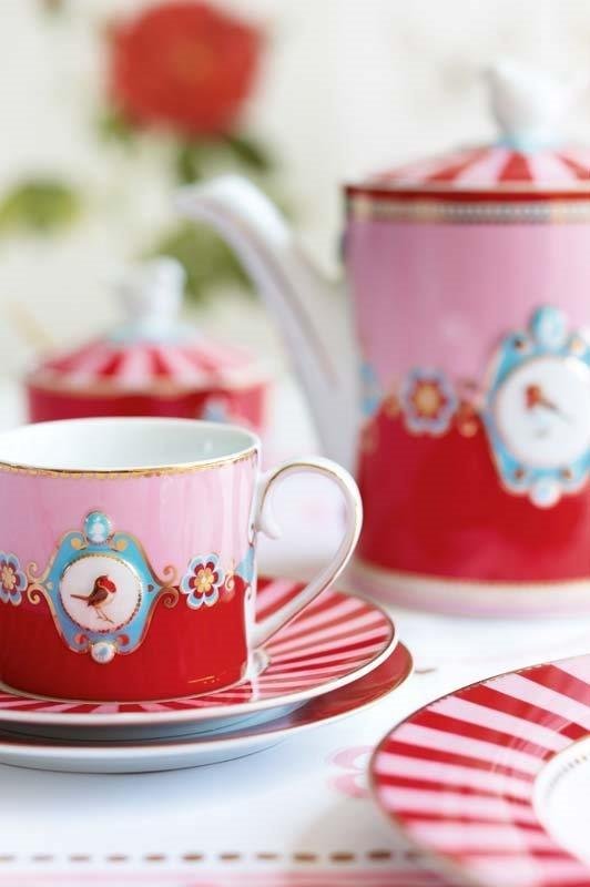 Sugar Bowl Love Birds Medallion Red-Pink 300ml
