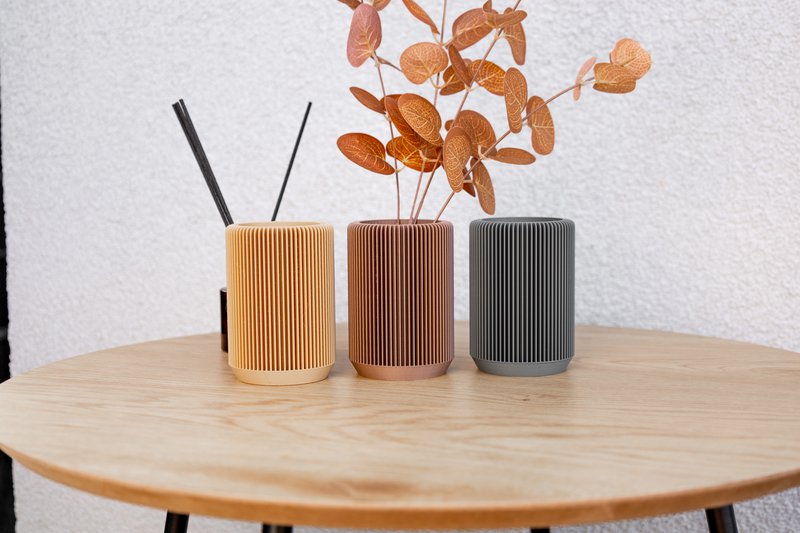 Earth Tone Round Ripple Organizer – Modern Geometric Storage Solution for Desk, Office, or Home Décor, Makeup Brush Holder, Office Desk Deco