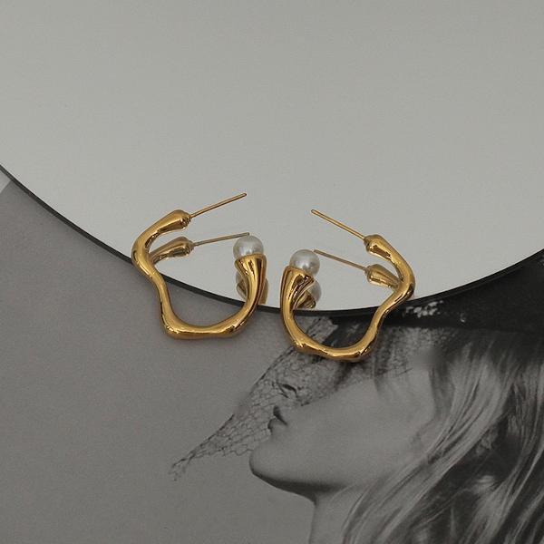 Moderne Vintage Wavy Line Pearl Hoop øreringe