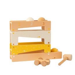 KIAN Family: Wooden knocking bench with ball and car racing track