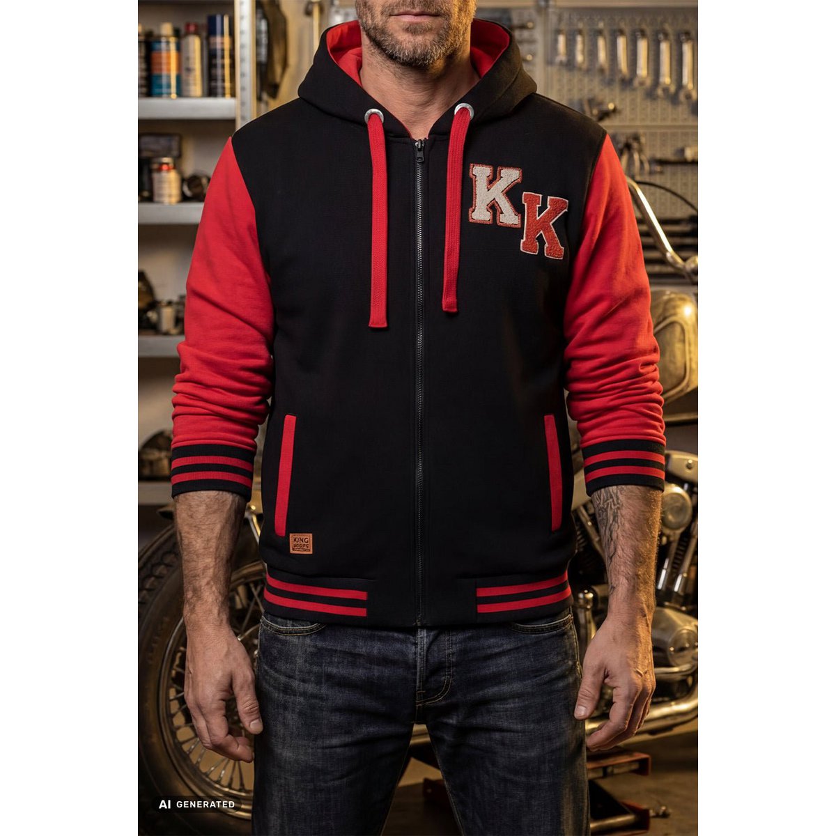 Kapuzensweatjacke 'Never Fuck A Fucker' in Schwarz