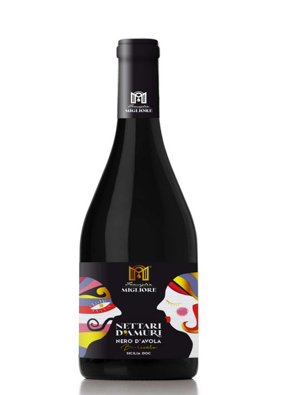 Nettars D'amuri Nero D'Avola gebarricadeerde Siciliaanse stille rode wijn (zwart etiket))